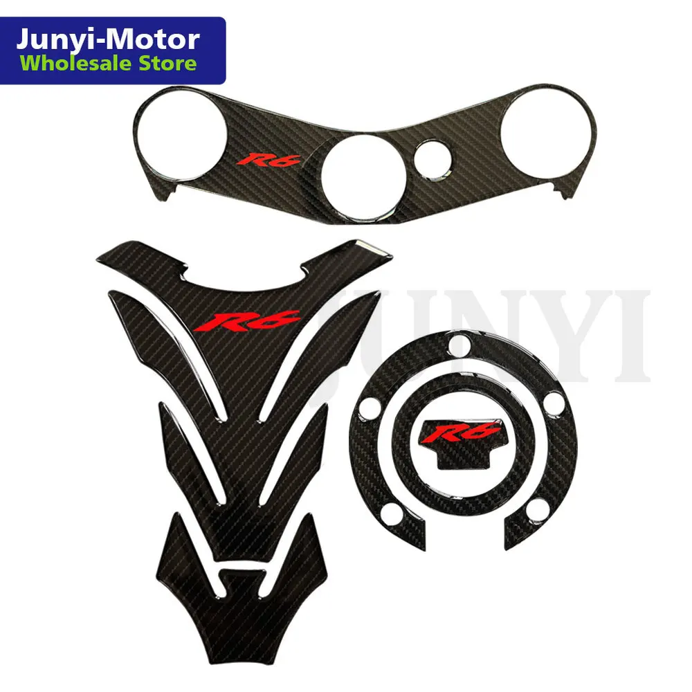 

For Yamaha R6 YZFR6 YZF600 2006-2016 Tank Pad Gas Cap Cover Triple Clamp Yoke Sticker Protector Carbon Fiber Motorcycle Decal