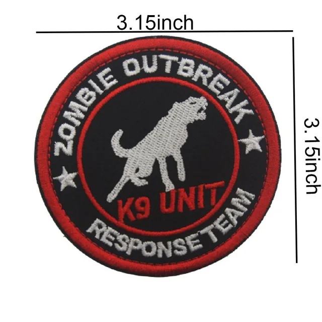 Embroidered Zombie Outbreak Response Team Patch K9 Unit Applique Backed Badge Patch for Tactical Dog Harness Vest