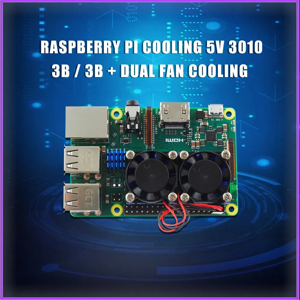 

Raspberry Pi cooling 5v 3010 3B / 3B + dual fan cooling cooling fan Raspberry Pi cooling