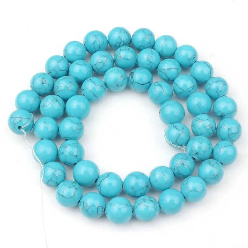 4/6/8/10/12mm Natural Blue Howlite Turquoises Stone Beads For Diy Bracelet Accessories Jewellery Making 15''