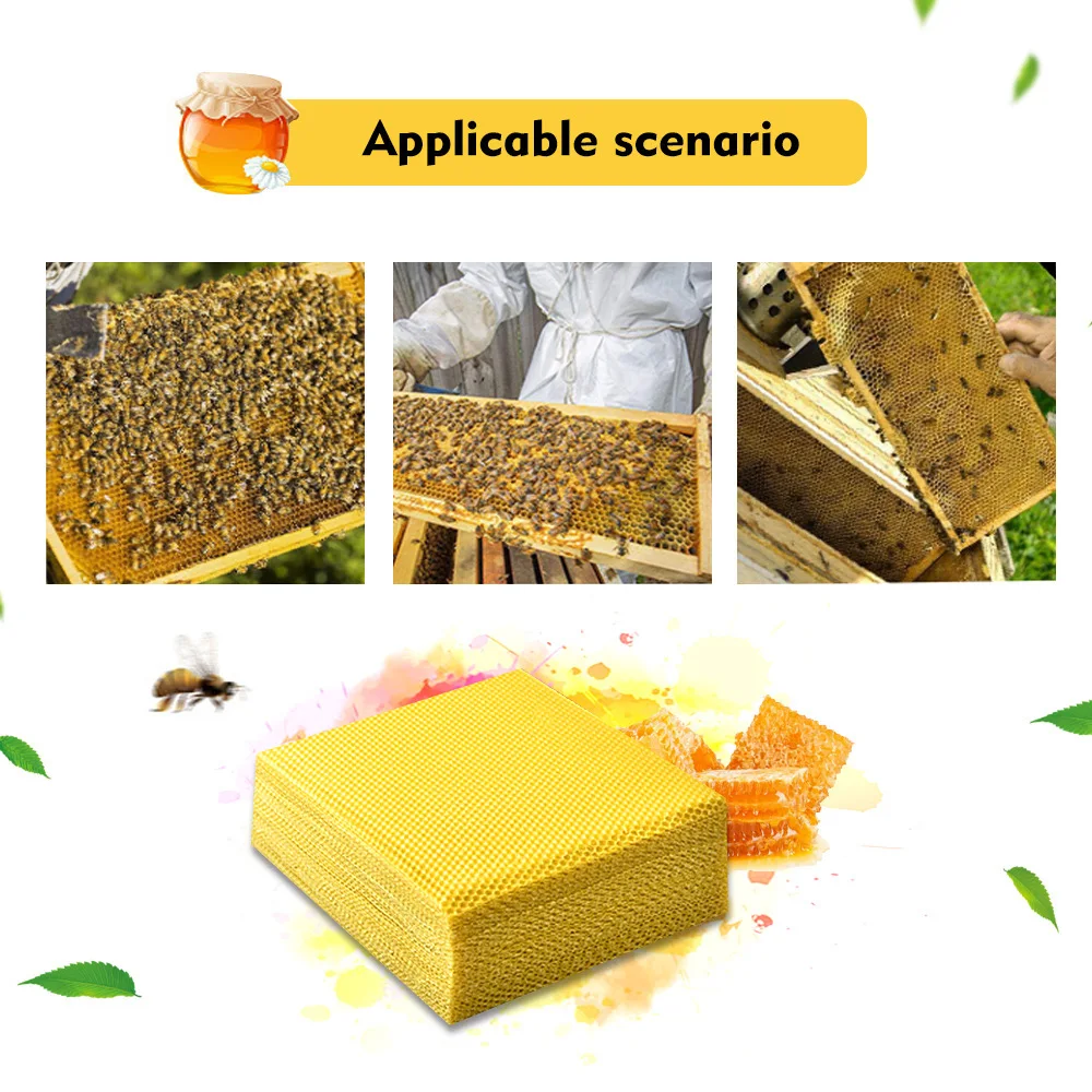 10PCS 130*90mm Yellow Beehive Beeswax Foundation Honeycomb Wax Frames Base Sheets Paper Beeswax Flakes Beekeeping Tool