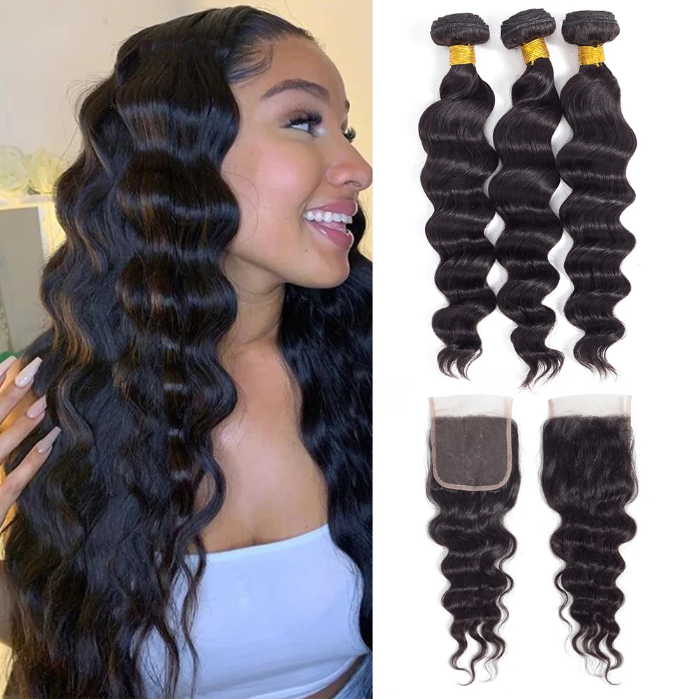 Royal Hair 3 Bundle Deals Brazilian Loose Deep Wave 8-30 Inch Human Hair Extension 100% Remy Human Hair Weave Natural Color