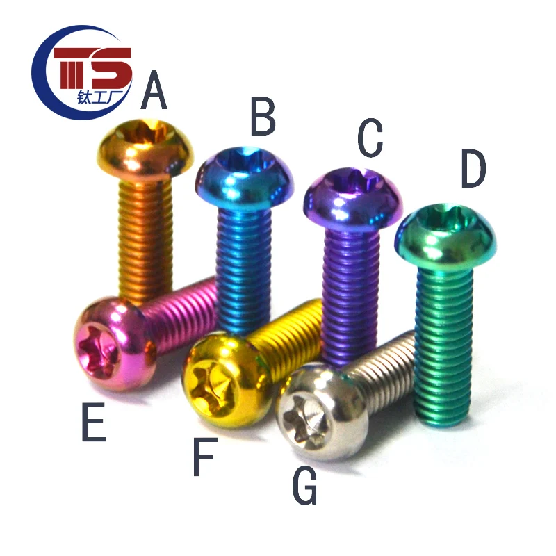 TS 1Pcs Titanium Ti  M6x20/25/30/35mm  Button Head Bolt Screw for Bicycle Motorcycle Part