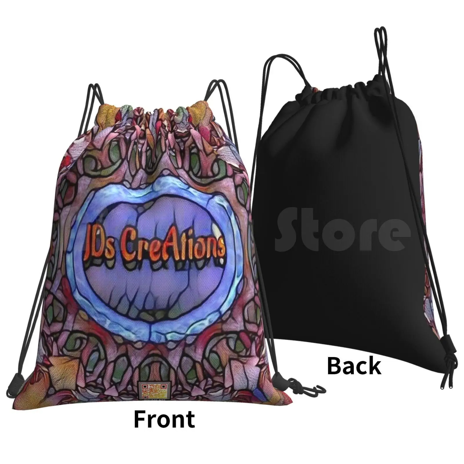 Colorful Stained Glass Geometry Kaleidoscope Pattern Backpack Drawstring Bags Gym Bag Waterproof Psychedelic Sacred