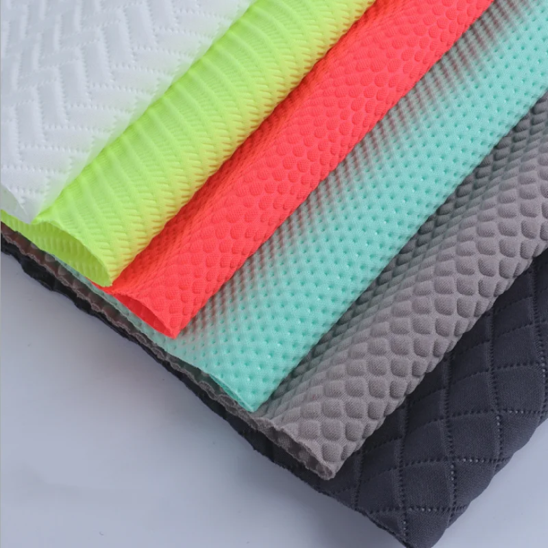 

Elastic Composite Neoprene Luggage, Handbags, Shoes, Computer Bag , Cup Cover Fabric Air Layer Rhombic Embossed Polyester Plain