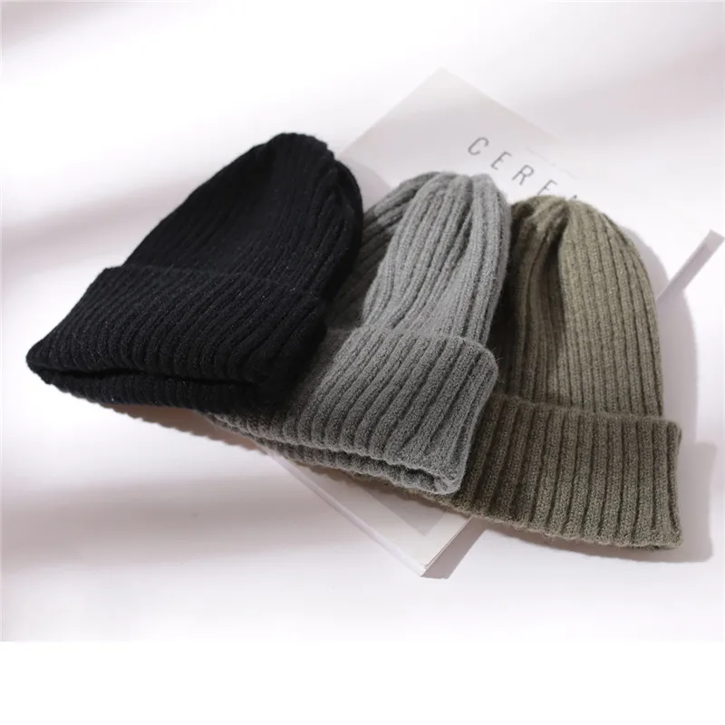 USPOP 2022 New Winter Women\'s Hat Kintted Skulles Cap Thick Warm Velvet Lining Hat for Couple