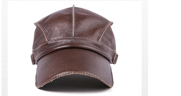 Mode Unisex Hohe Qualität Echt Leder Military Caps Sailor Hüte Frauen Männer Schwarz Braun Flache Top Kapitän Kappe Reise Kadett hut – Detail 17