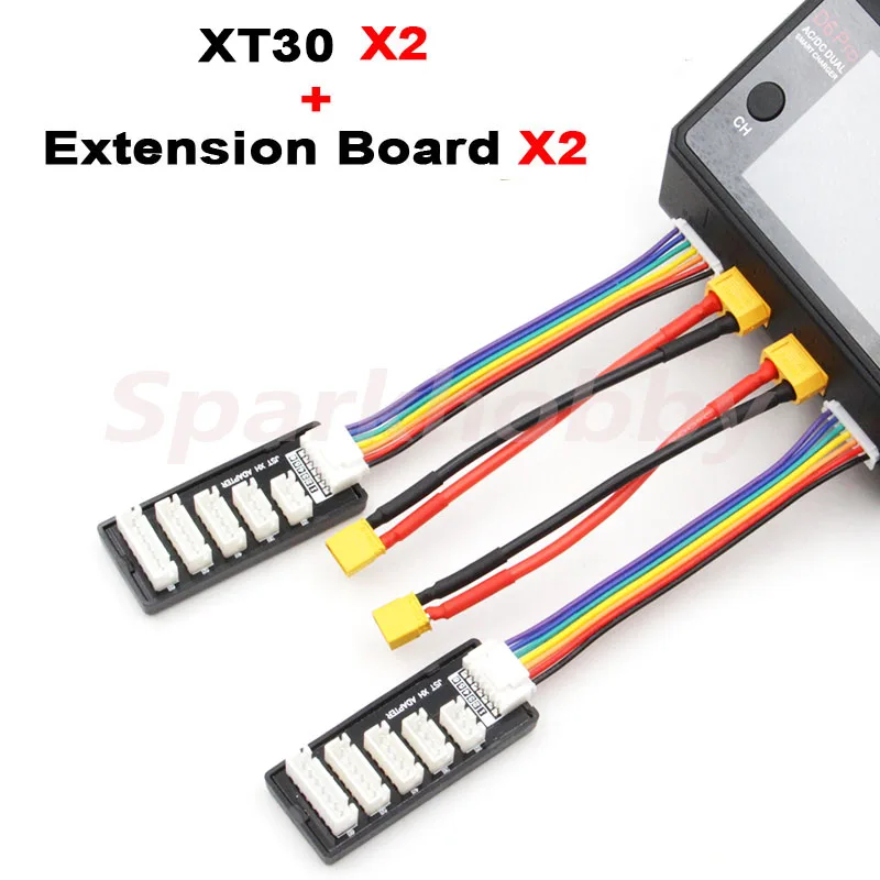 2PCS XT60/XT30/JST/T-plug Balance charger extension cable and 2PCS 2-6S extension board for HOTA D6 D6PRO D6+ smart charger RC