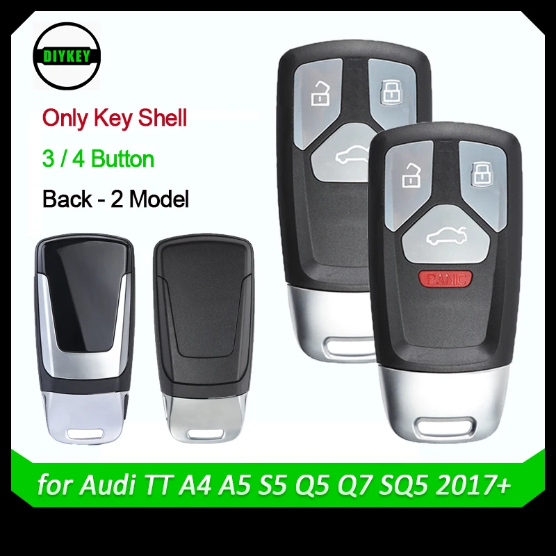 Замена ключа DIYKEY для Audi TT, A4, A5, S5, Q5, Q7, SQ5, 3/4 кнопок, необработанный пульт дистанционного управления, корпус ключа-брелка, умный ключ, чехол 4M0 959 754