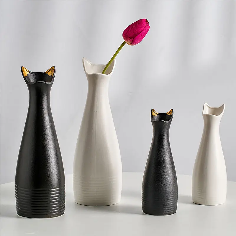 Licht Luxe Kat Oor Keramische Vaas Creative Hydrocultuur Vazen Tv Kast Decoratie Nordic Stijl Decoratie Huishoudelijke Producten