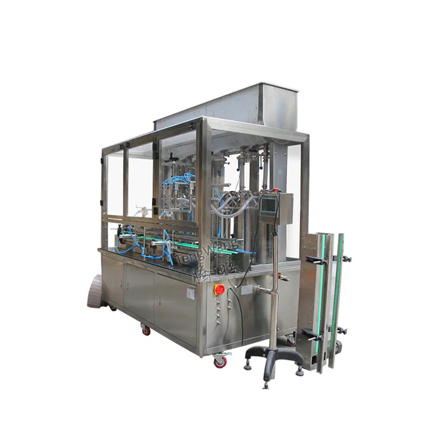 Automatic 6 Heads Pneumatic Bottling Piston Paste Liquid Filling Machine With Mixing For Chili Mayonnaise Chocolate Sauce