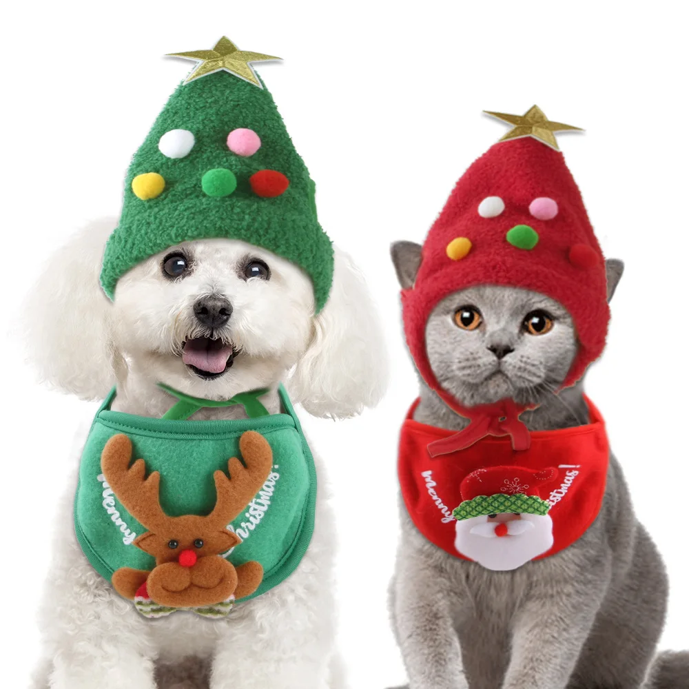 

Christmas Dog Bandana Santa Hat Dog Scarf Triangle Bibs Kerchief Christmas Outfit Costume For Small Cats Pet Dressing Supplies