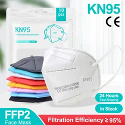 10-200Pcs FFP2 Masks kn95 Mascarillas KN95 Face Mask Filter 5Layers mascarillas quirurgicas homologadas Reusable Black FFP2 Mask