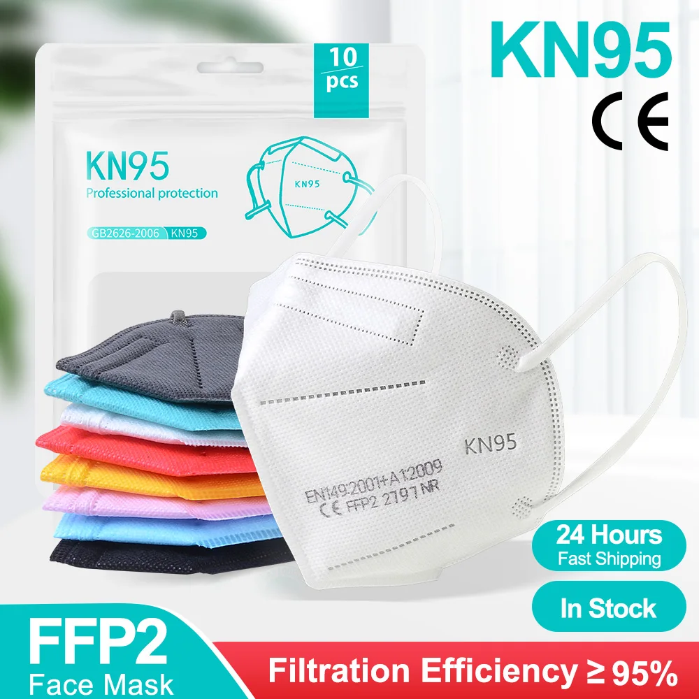 10-200Pcs FFP2 Masks kn95 Mascarillas KN95 Face Mask Filter 5Layers mascarillas quirurgicas homologadas Reusable Black FFP2 Mask