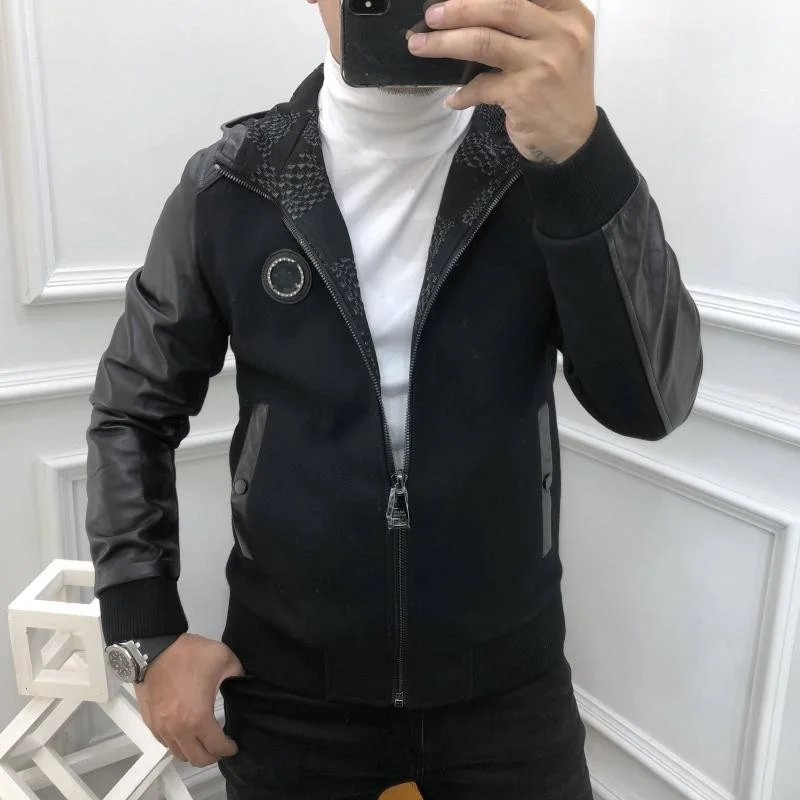 

Spring 2022 Autumn New Mens Hooded Slim Casual Jackets Fashion High Street Male Vintage Warm Zippers Embroidery Outerwear