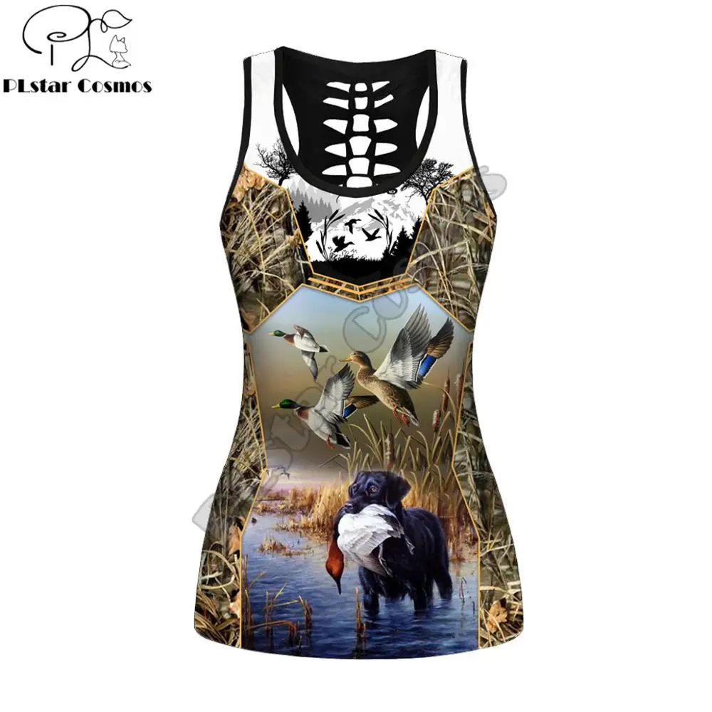 Duck hunting 3D Printed beach womens summer sexy tank tps Casual HOllow Out vest Women Fashion vest LK-004 Drop shipping