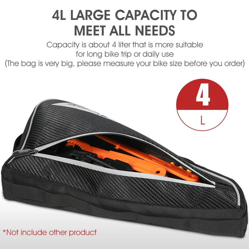 WEST BIKING Bicycle Triangle Bag 4L Large Capacity Scratch Resistant Rainproof Frame Bag  Bike Repair Tools Pannier Cycling Bags