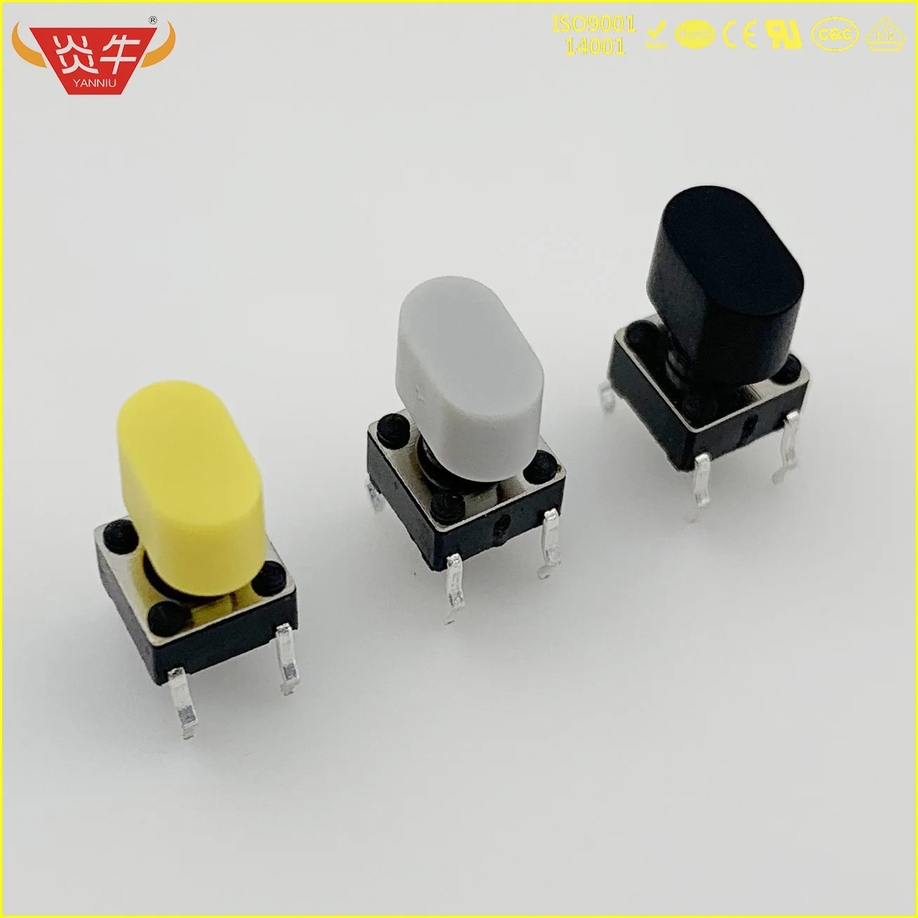 50Pcs MICO TACT SWITCH  SQUARE HEAD OVAL  KEY CAP  GREY WHITE RED GREEN BLUE YELLOW BLACK FOR 6*6 6X6 5.8*5.8 5.8X5.8 SWITCH 137