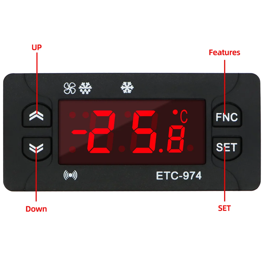 ETC-974 Temperature Controller Refrigerator Defrosting Heating Control Thermoregulator with Dual NTC Sensor 220V Thermostat