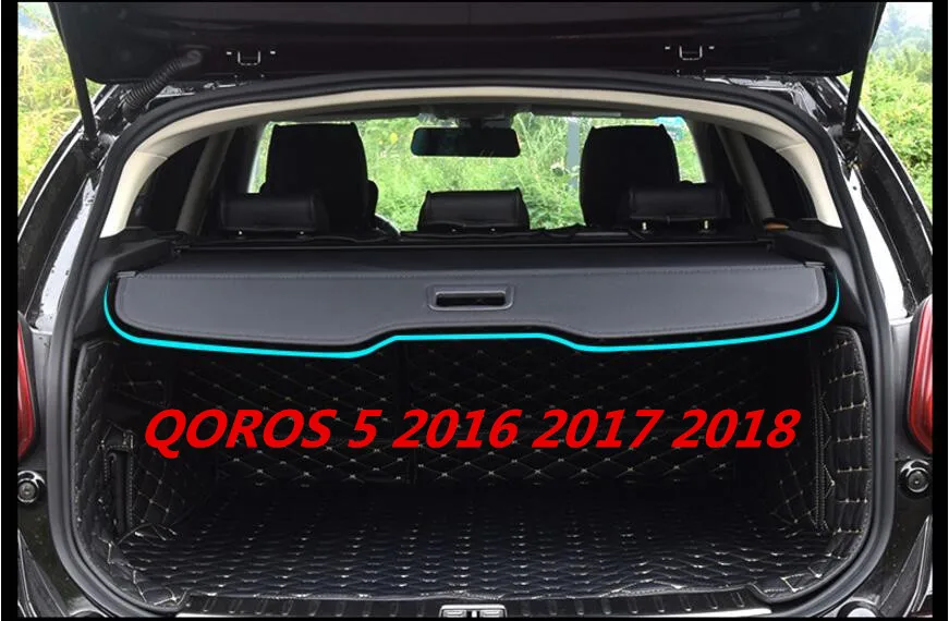 High quality Car Rear Trunk Security Shield Cargo Cover For QOROS 5 2016 2017 2018 (black, beige)