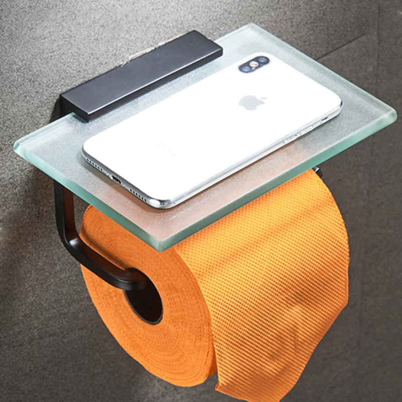 

Toilet Paper Holder Bathroom Paper Toilet Roll Holder Hanger Toilet Paper Holder with Shelf Tissue Holder with Mobile Storage