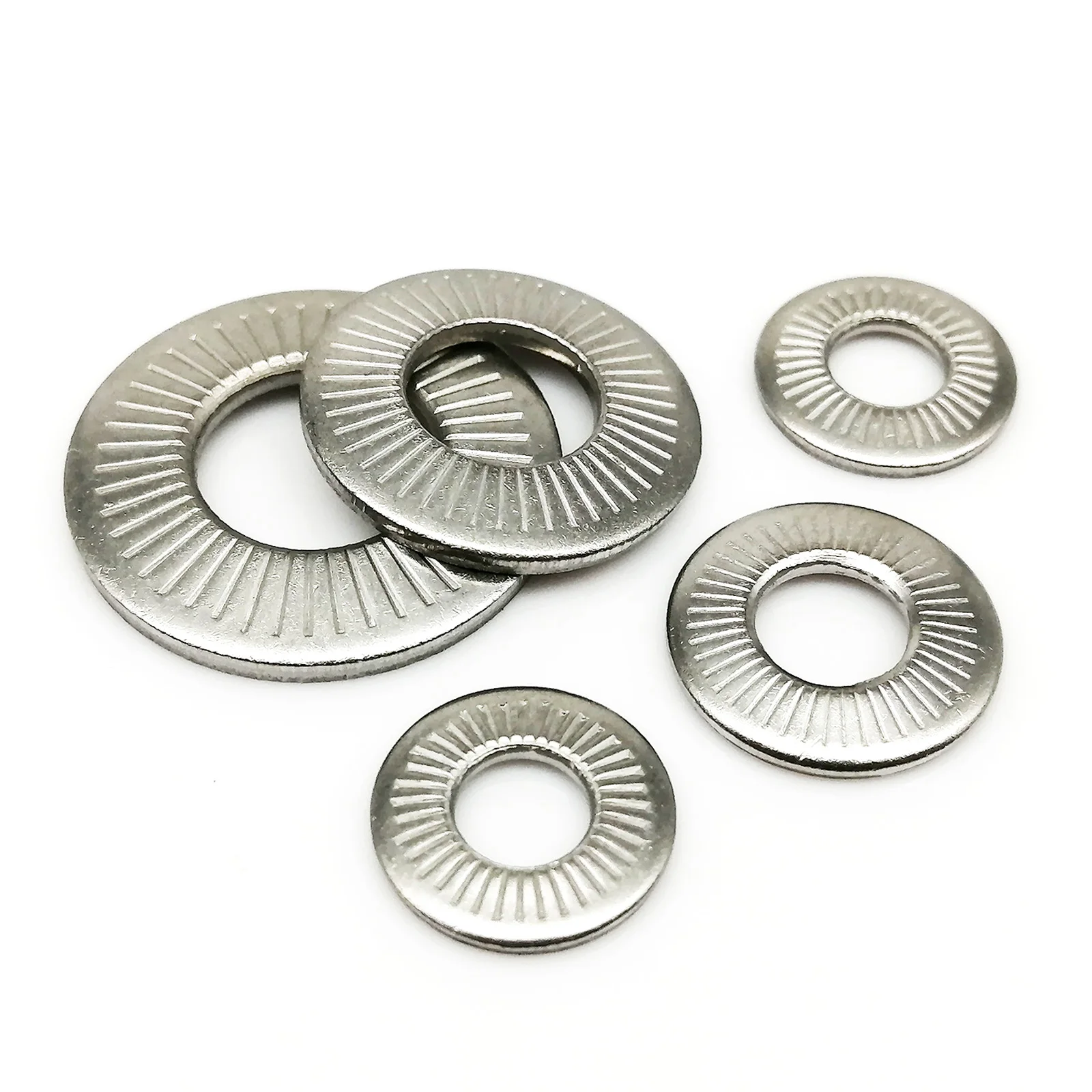 2/5/10/25/50pcs M3 M4 M5 M6 M8 M10 M12 M16 NFE25-511 304 Stainless Steel Disc Spring Serrated Lock Washer Knurled Elastic Gasket