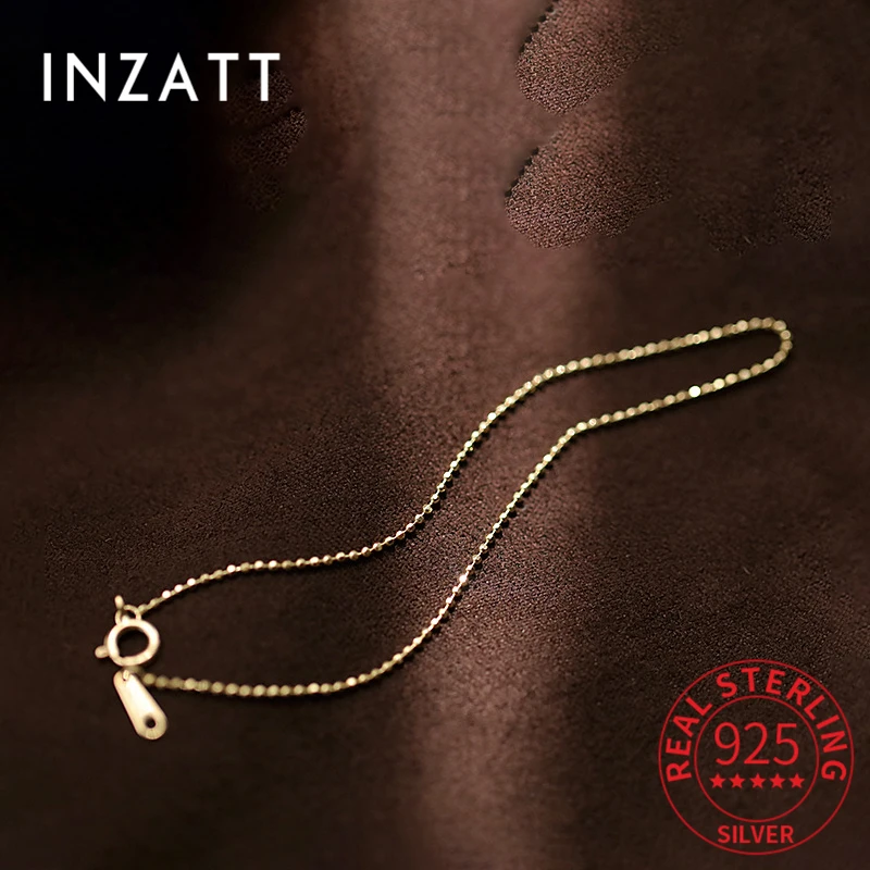 INZATT Real 925 Sterling Silver 14K Gold Bead Chain Bead Round Bracelet For Women Punk Fine Jewelry Accessories Drop Shipping