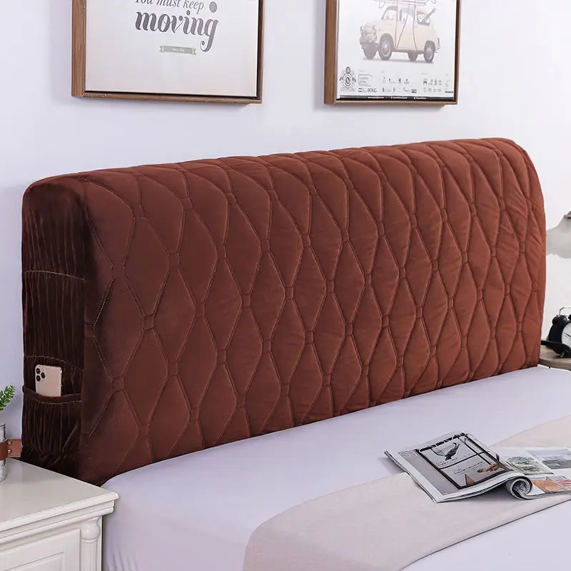 

High Quality Solid Color Luxury Thicken Velvet Quilted Head Cover Twin Queen Double Size Flannel Plush Headboard Cover 160x65cm