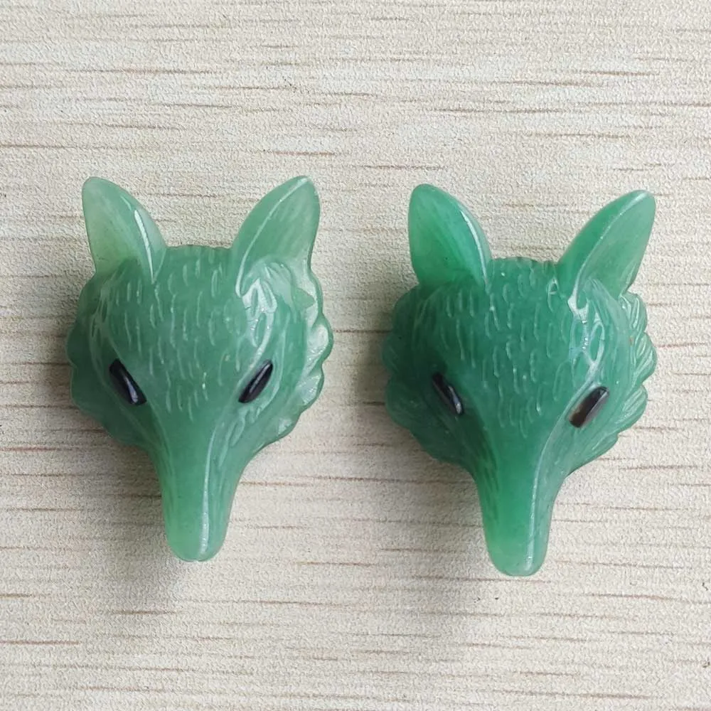 

Wholesale 2pcs/lot high quality natural green aventurine Carved fox shape Pendants for Necklace jewelry making Free shipping