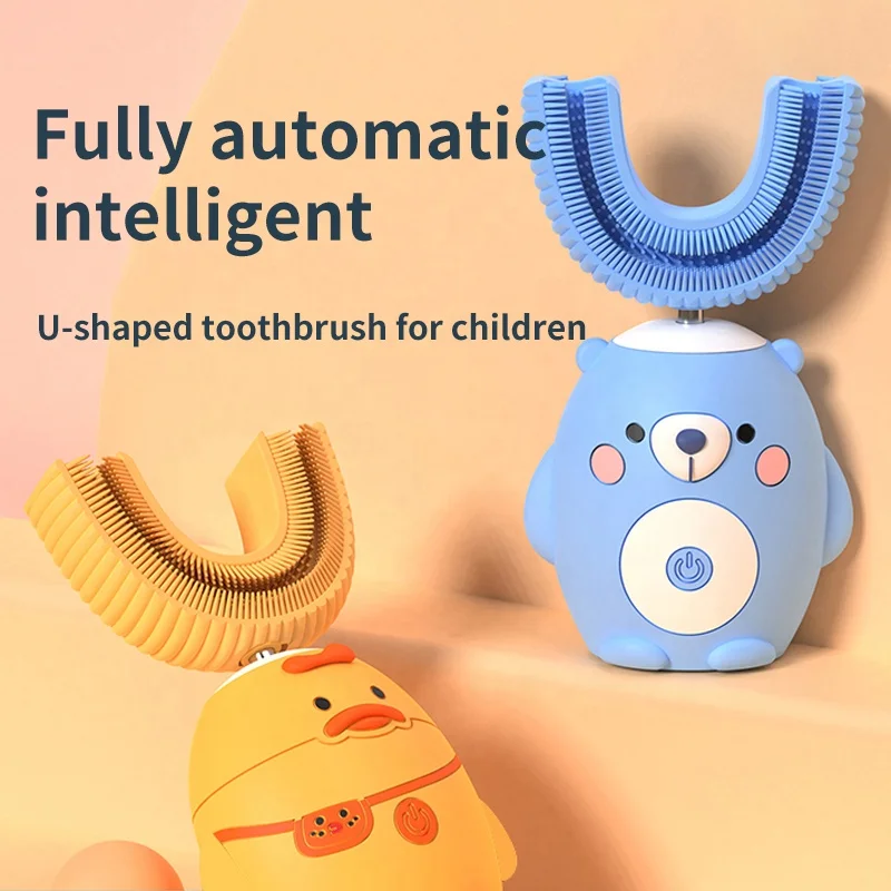 Kids Sonic Electric Toothbrush 360 Degrees Automatic U Shaped Ultrasonic Children Teeth Tooth Cartoon