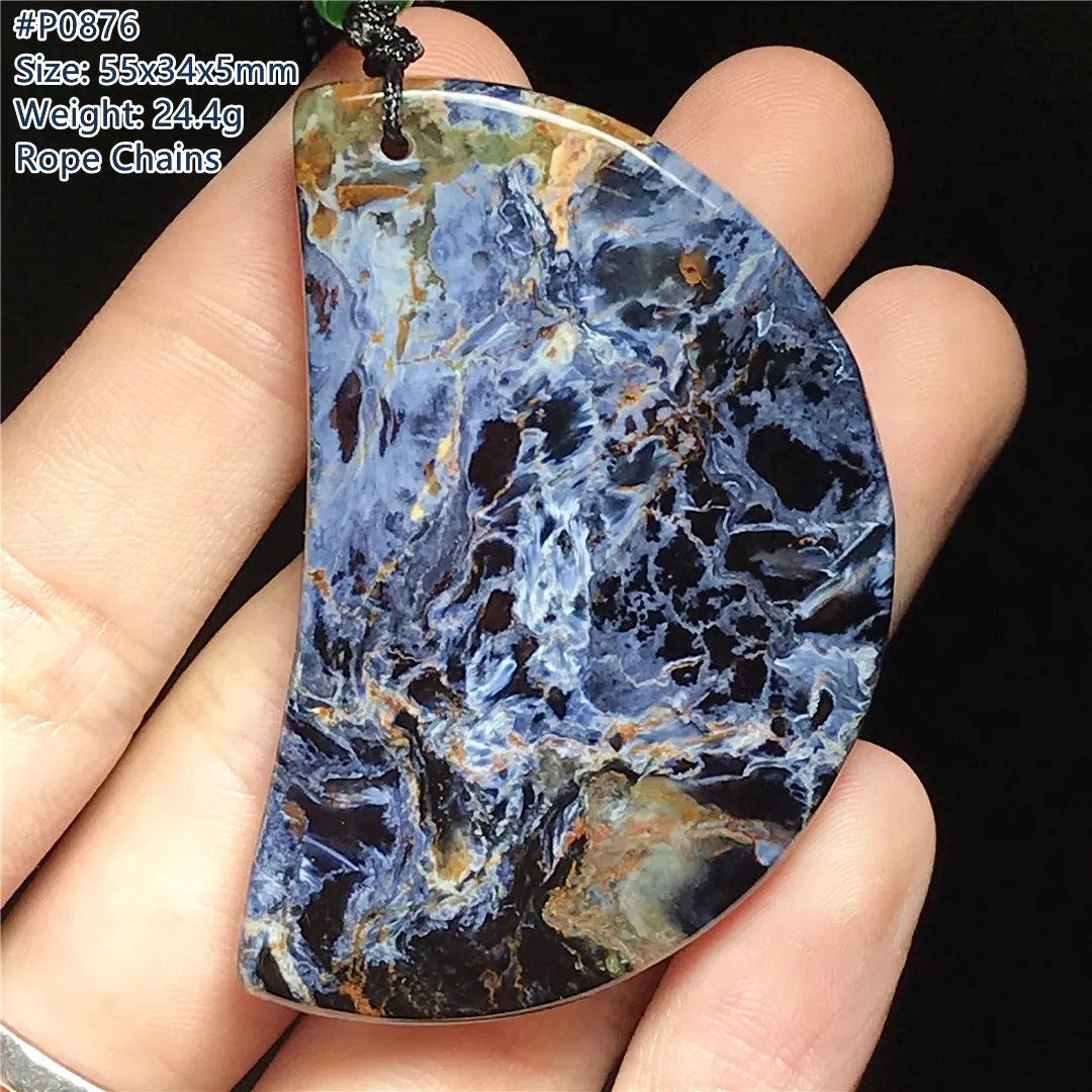 

Natural Blue Pietersite Stone Pendant Jewelry For Women Man Love Gift Crystal 55x34x5mm Beads Namibia Gemstone Rope Chains AAAAA