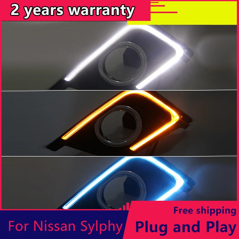 LED DRL Daytime Running Lights Fog Lamp Turn Signal Day Light Fit For Nissan Sylphy 2016 2017