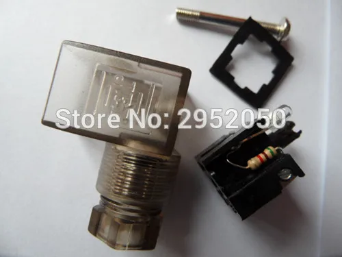 Free Shipping 10PCS DIN Connector Box With Screw And Gasket Solenoids Coil Connector DIN43650A Led Indicator for AC voltage