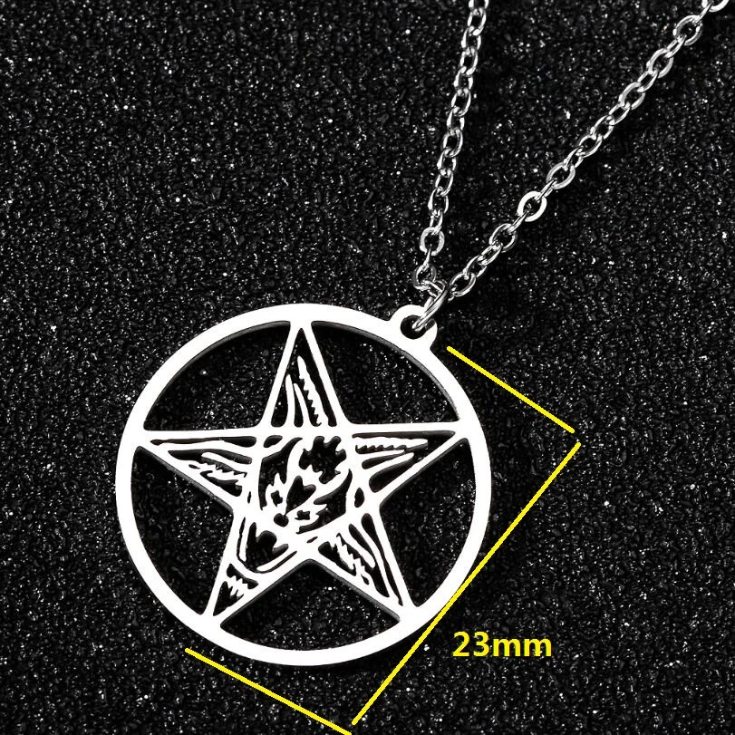 Large Talisman Baphomet Necklace Stainless Steel Chain Pendant for Men Goat Satan Jewerly Satanic PIN Lucifer Patch collares