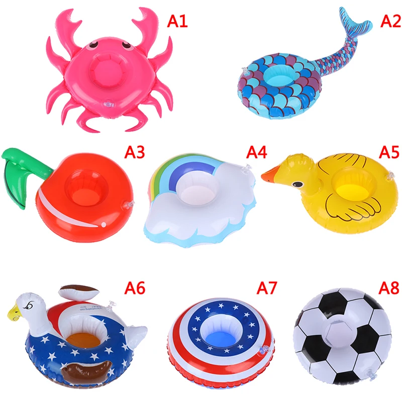 Inflatable mini floating drink can cup holder swimming pool beach party toys Cup Coasters Toy Bathroom Water Pool Toy