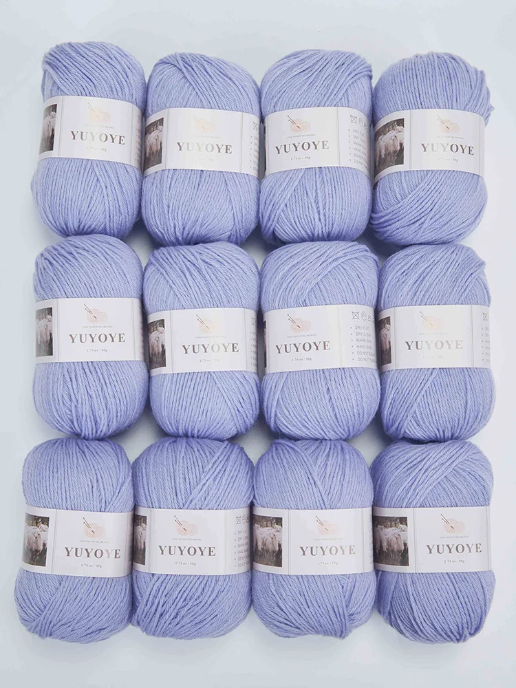 YUYOYE 100% Merino Wool Yarn for Knitting 4-Ply Luxury Warm Crochet Soft Hand-knitted Wool Yarn Ball Scarf Anti-Pilling Yarn 50g