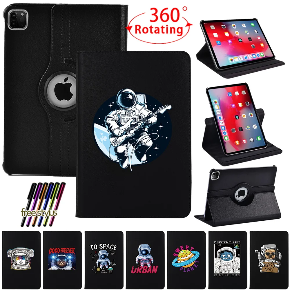 

Smart 360 Rotating Tablet Case for Apple iPad Pro 11 PU Leather ipad Air 4 Cases Auto Wake-up Astronaut Series Cover+Stylus