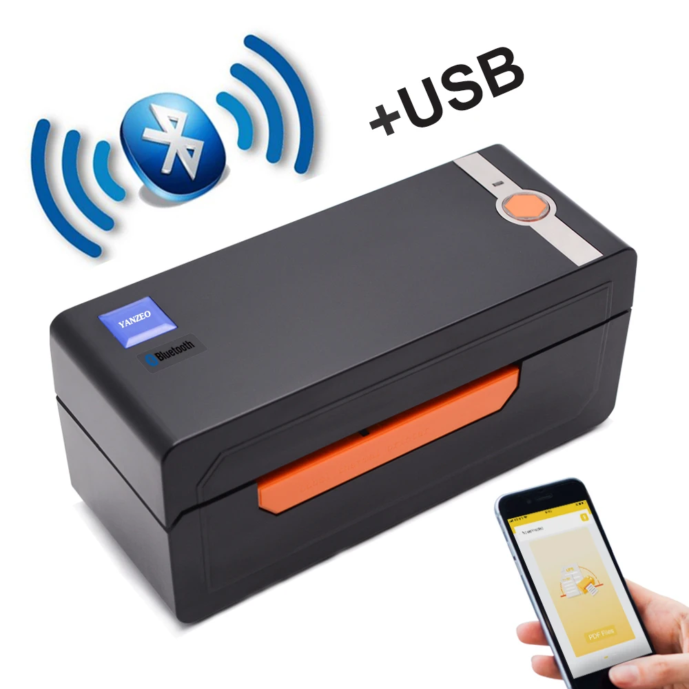 S618 Thermal Barcode Label Printer Bluetooth USB 4x6 Label Printer Commercial Thermal Sticker Machine Windows & Mac OS System