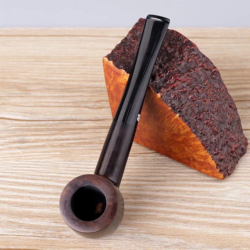 RU-Classical Briar Wood Pipe Smoke Fits 9mm Filters Handmade Straight Stem Smooth Tobacco Pipe with 10 Smoking Tools Kit aa0012S