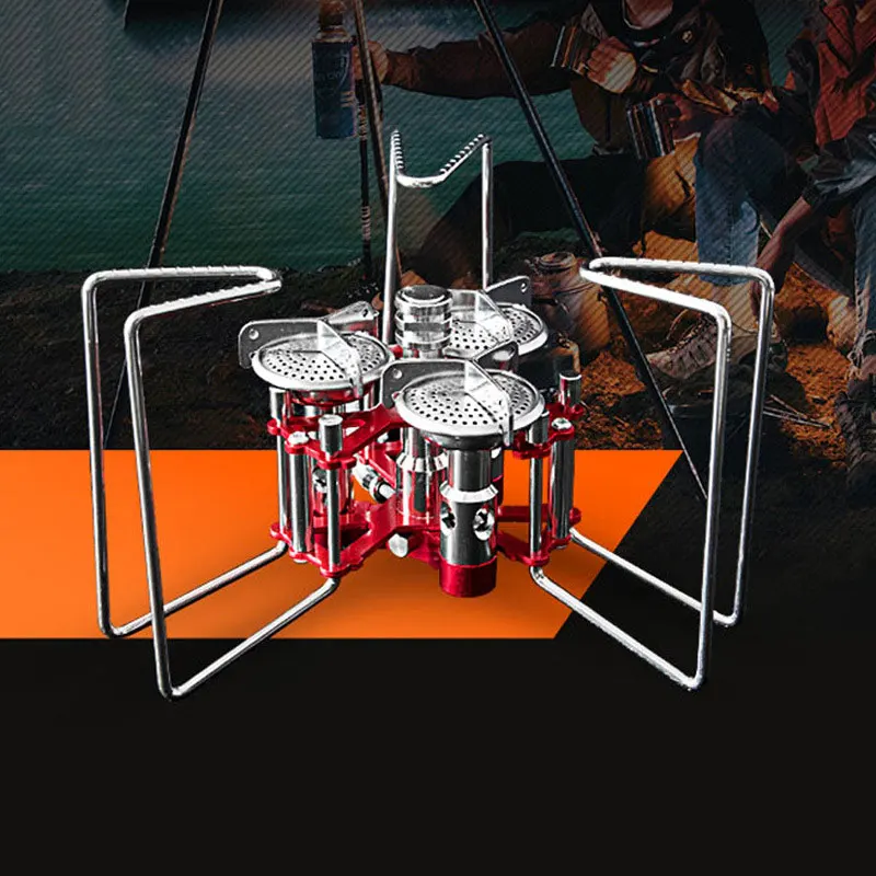 

5800w Outdoor Split Type Camping Gas Stove Three Head High Power High Load Burner Stainless Steel Aluminum Electric Ignition Set