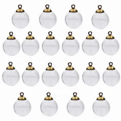 5sets Per Lot 16mm Ball With 4mm Opening Hole Glass Bubble With Bronze Color Cap Pendant DIY Glass Globe Bottle Vial Pendant