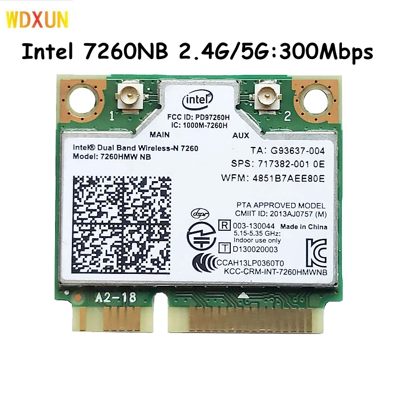 

Dual band for intel wireless-n 7260 7260hmw a half mini pci-e 300mbps wifi card for notebook 2.4GHz 5GHz 7260NB