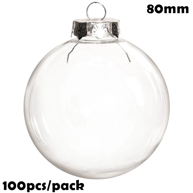 100 Pieces x DIY Paintable/Shatterproof Christmas Decoration Ornament 80mm Plastic Ball