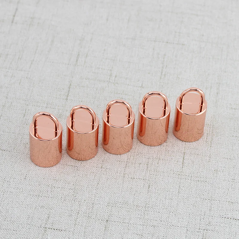 10pcs 2*1.5cm Rose Gold Fashion handbag leather stopper metal tassel ornament cap for bag purse