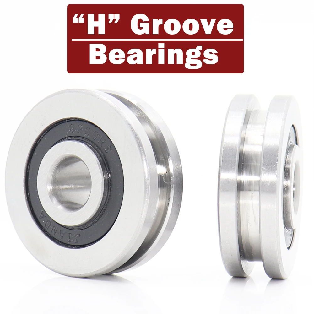 H Groove Bearing ( 2 PCS ) 10*37*12*14 mm Steel Bearing Rollers H2/2 H3/2 H4/2 H4/3 Slide Guide Bearings U Wheel Pulley