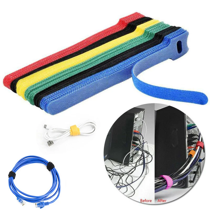 

Useful 50pcs Releasable Cable Ties Colored Plastics Reusable Cable ties Nylon Loop Wrap Zip Bundle Ties T-type Cable Tie Wire