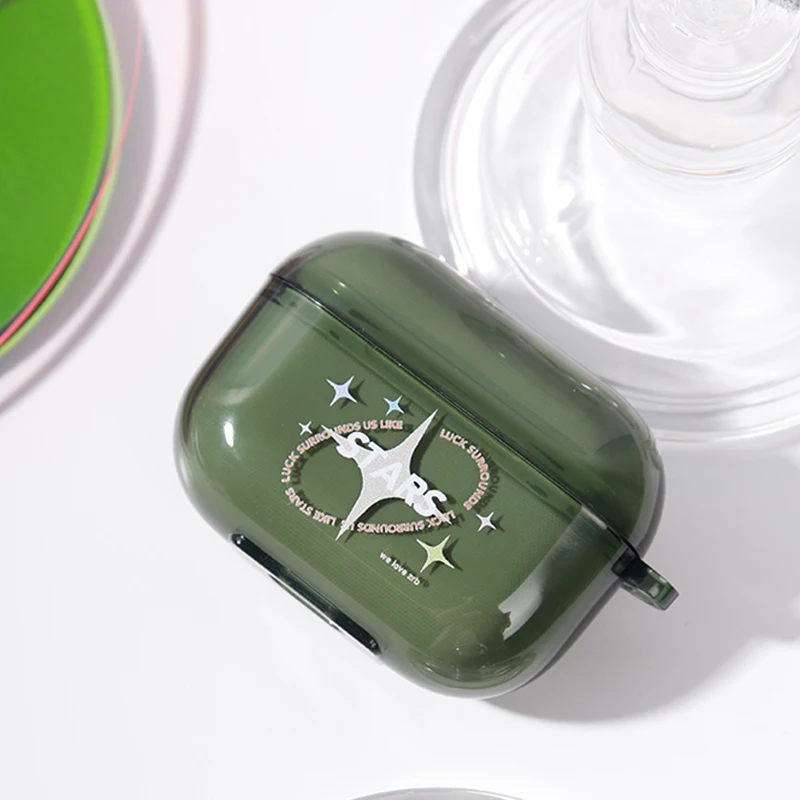 Simpatico cartone animato stella verde custodia per Apple Airpods 2 1 Cover Art pittura custodia per auricolare trasparente per airpod Pro scatola per cuffie