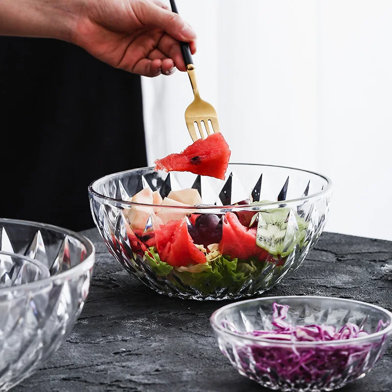 Creative Plastic Salad Bowl Tableware Fruit Vegetables Acrylic Clear Bowl Round Dinner Kitchen Dinnerware Multi Size Cookware