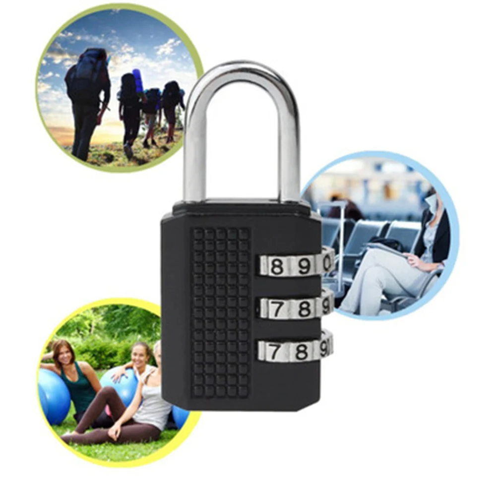 New Creative Skull Metal Luggage Locks Three Digits Combination Padlock Mini Security Check Travel Bag Lock Secure Code Lock Key