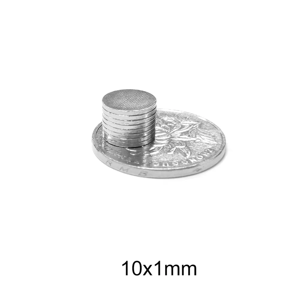 20/50/100/200/500PCS 10x1 Round Strong Magnet 10mm X 1mm Neodymium Permanent Search Magnet Disc 10x1mm Powerful Magnetic 10*1 mm